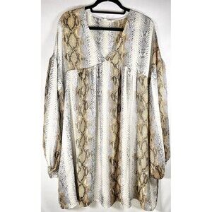 Anthropologie Entro Python Print Babydoll Dress Summer Boho Chic Sz Extra Large
